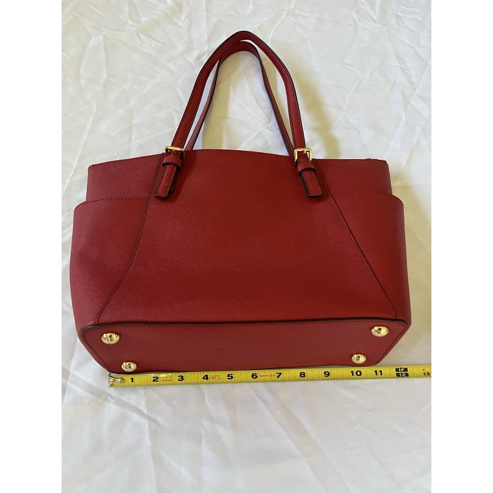 NEW Michael Kors Jet Set Top-Zip Saffiano Leather Red No Tags